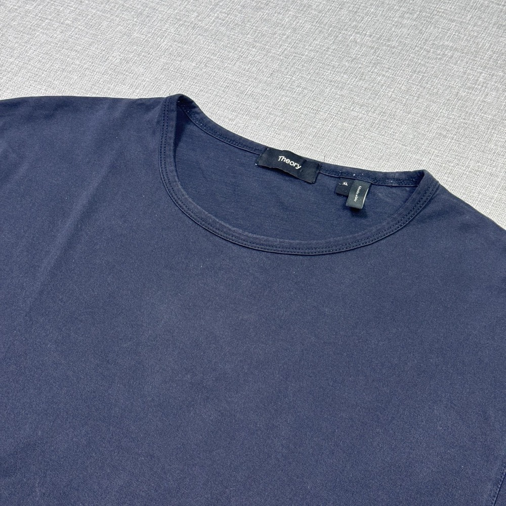 Theory Precise Tee T-Shirt Mens XL Blue Crew Neck Pima Cotton Short Sleeve